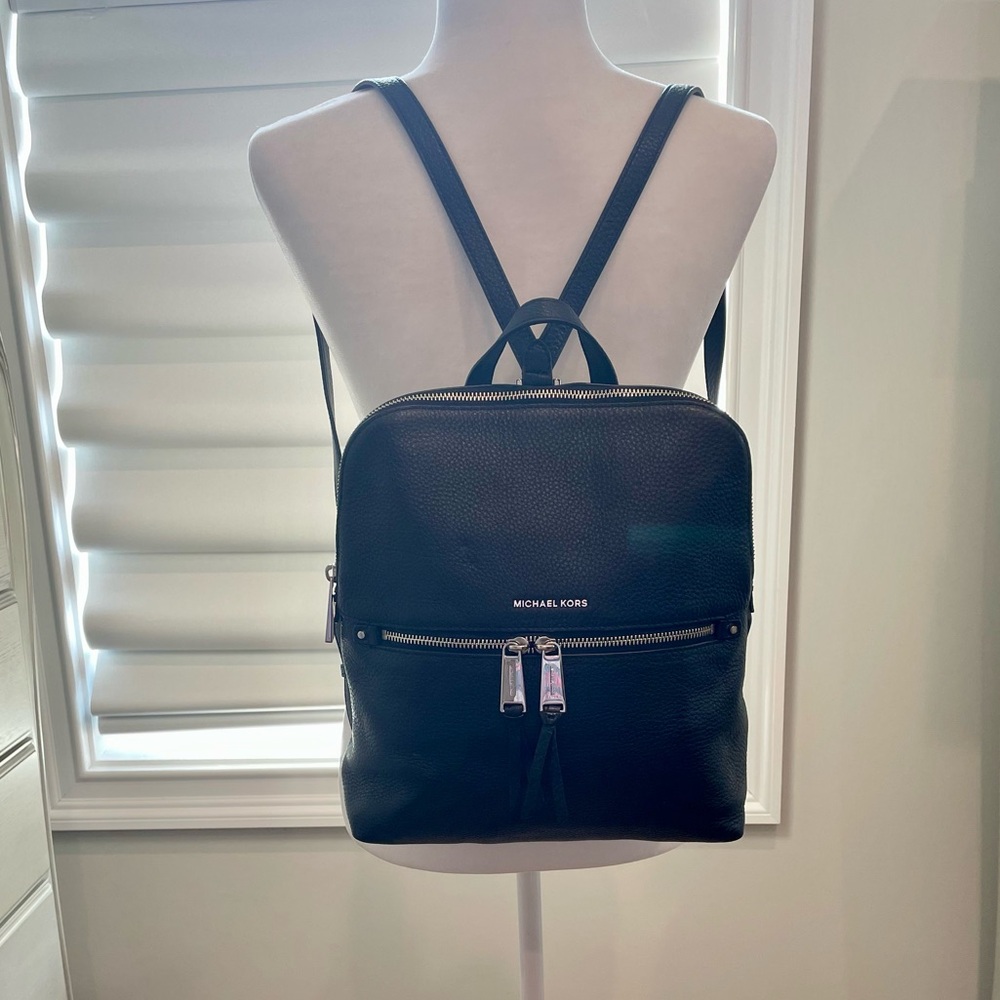 Michael Kors Black Leather Backpack Purse